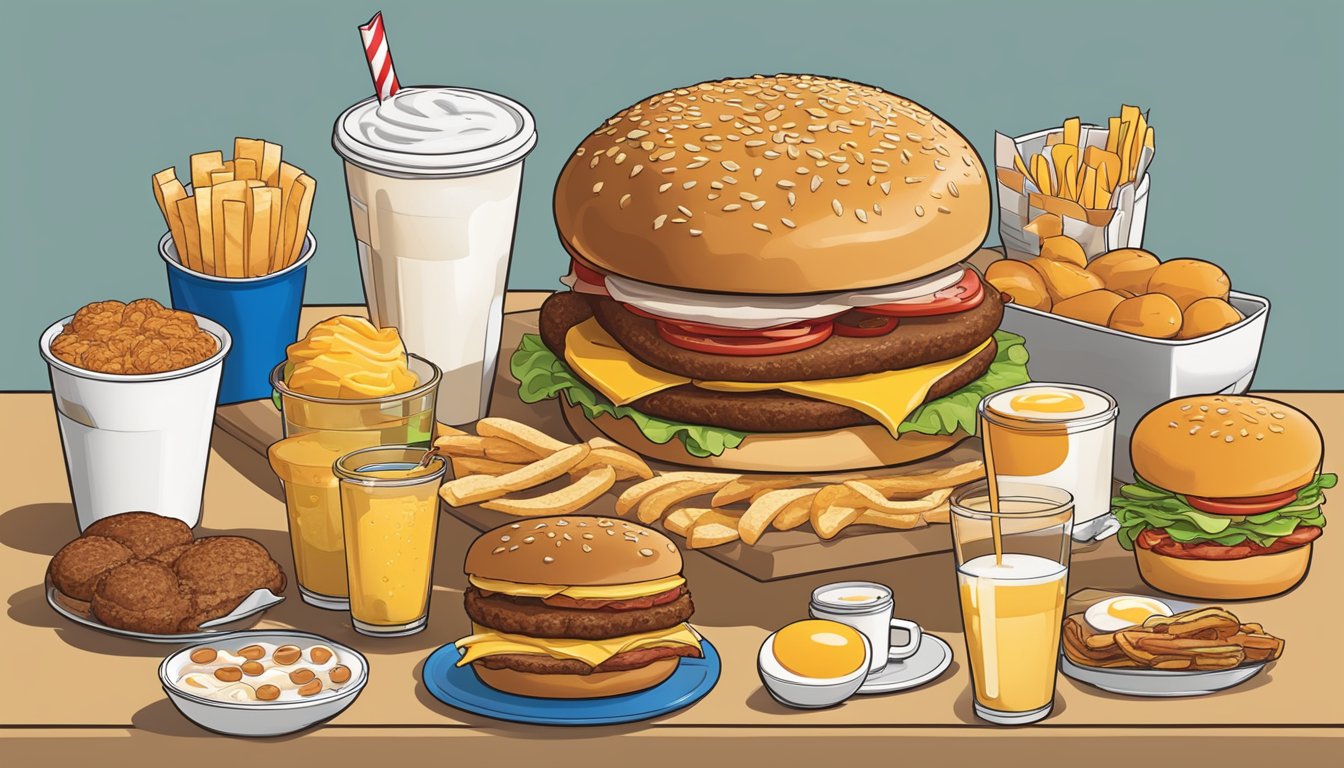 A table displaying 10 breakfast items from Burger King, ranked by their caloric values