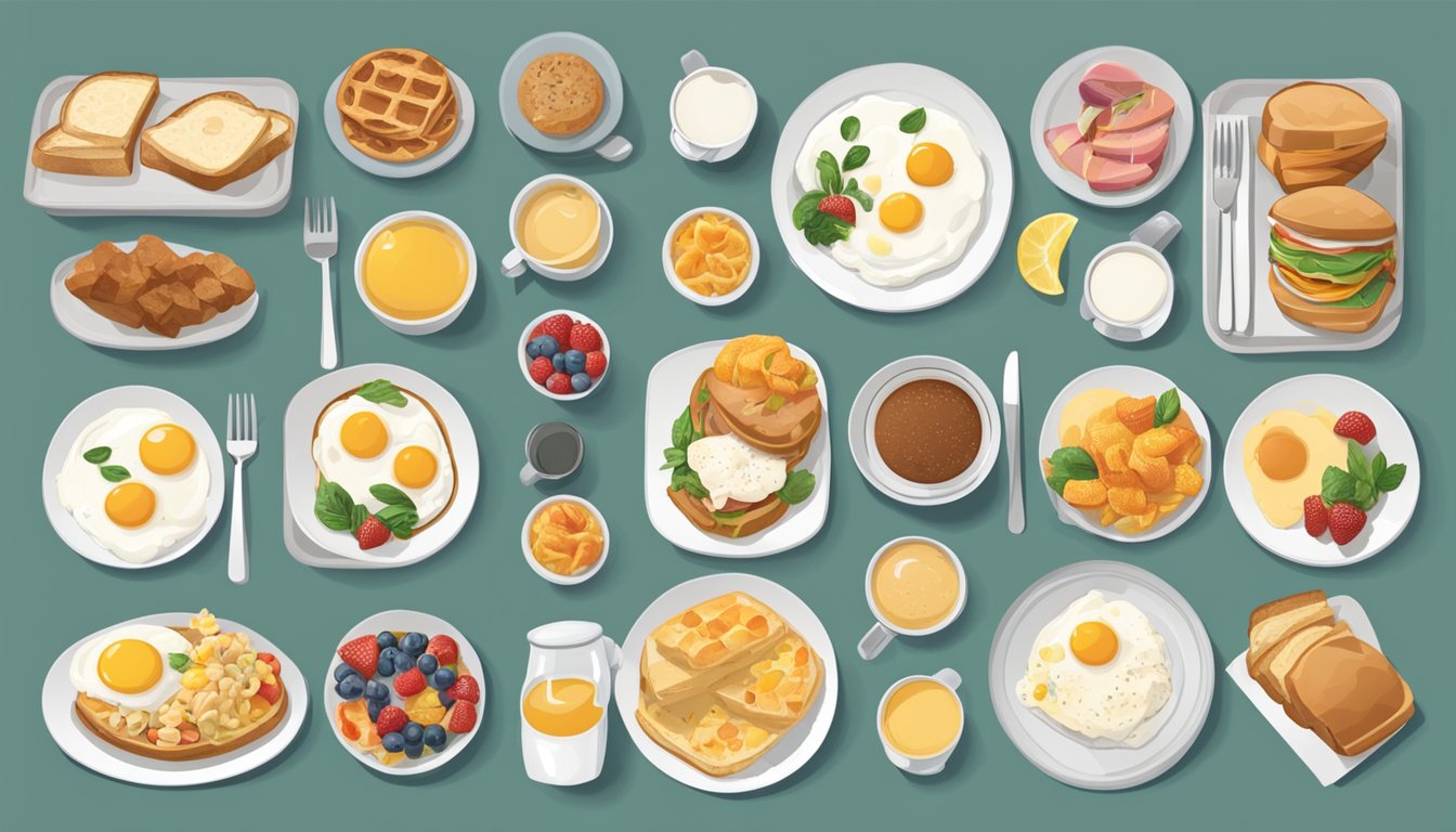 A table with 12 breakfast combo options, each displayed with their respective calorie count