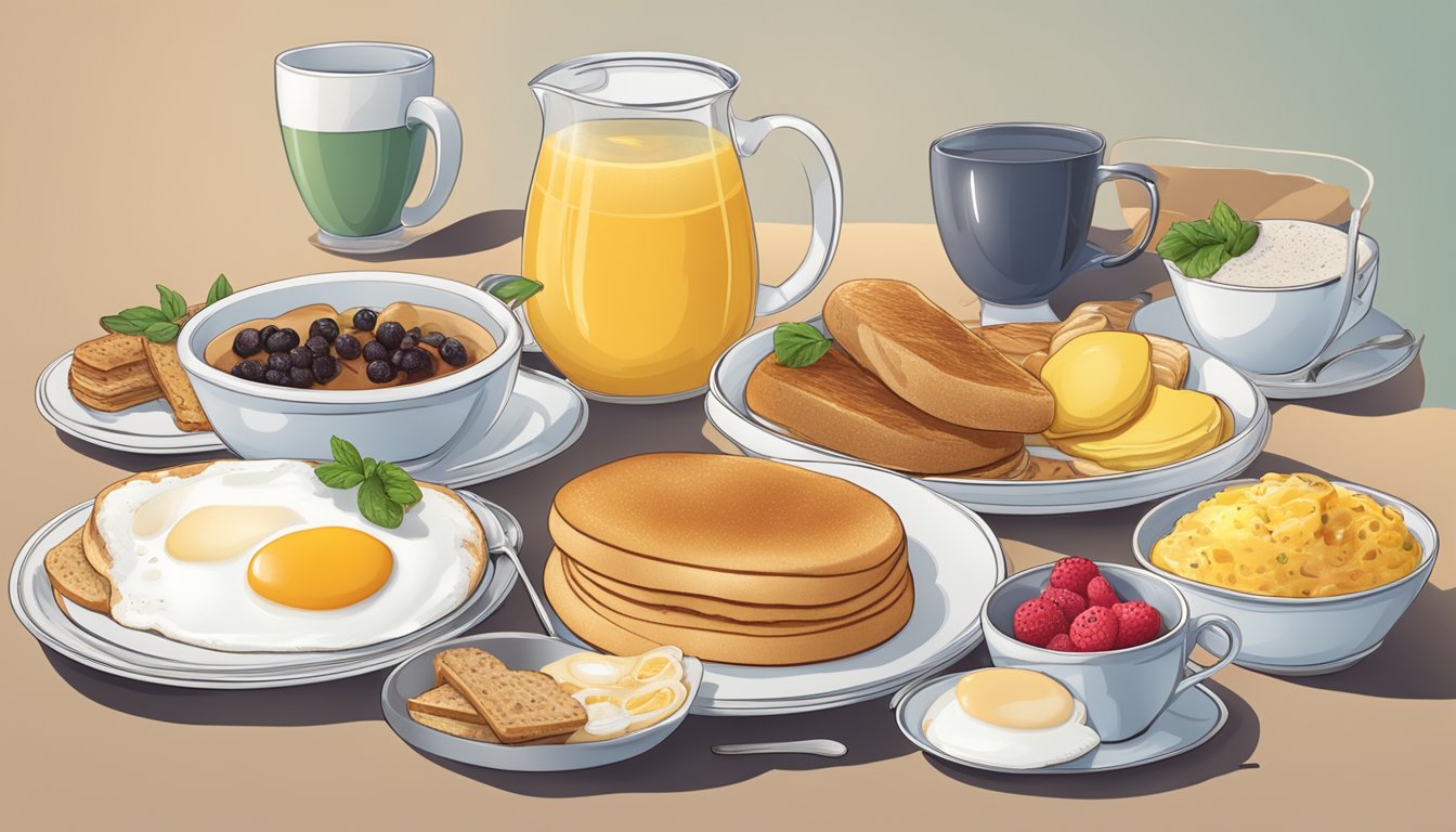 A breakfast menu with various items and their mispronunciations