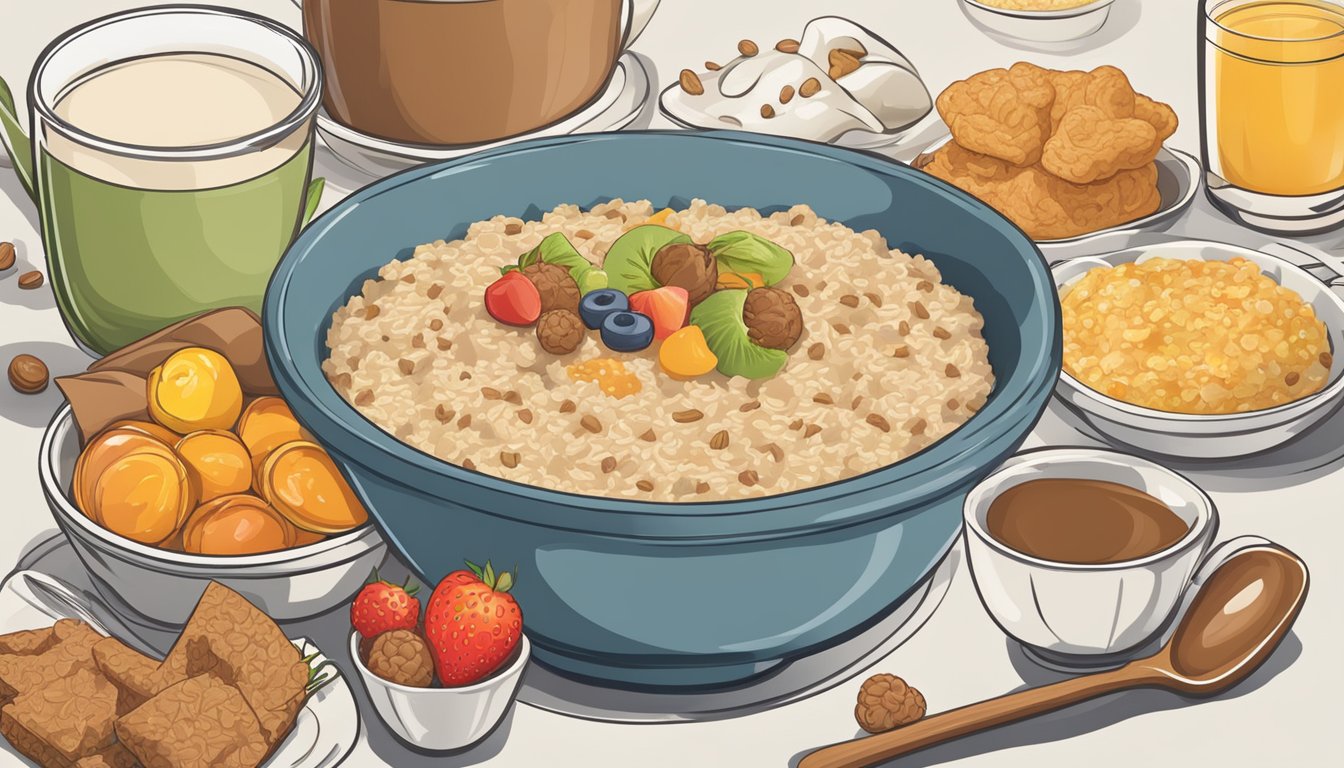 A steaming bowl of maple-flavored oatmeal surrounded by a variety of sweet breakfast items on a BK menu