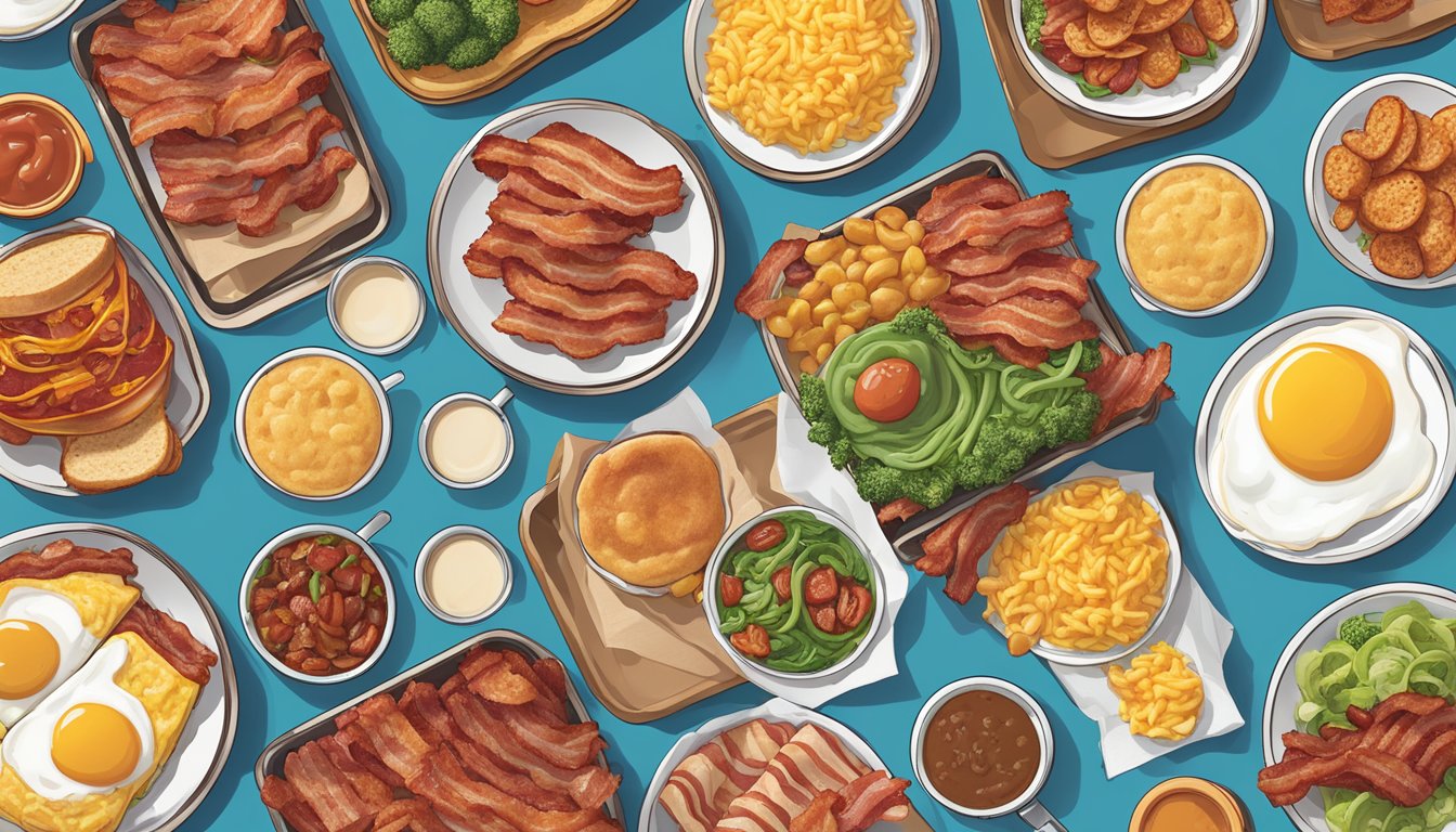 A colorful tray of Bacon King Jr. Meals surrounded by 6 BK breakfast combos, showcasing a variety of delicious and satisfying options