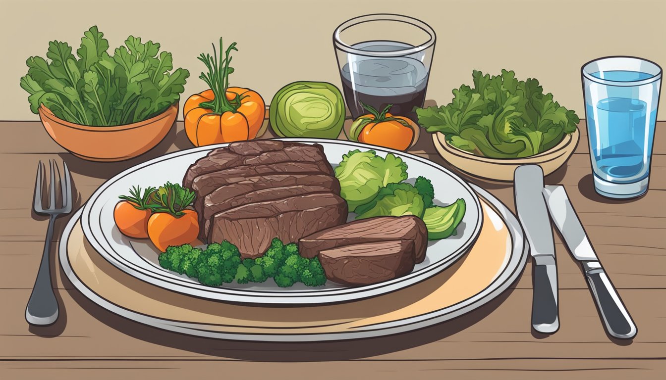 A plate of cooked liver surrounded by fresh vegetables and a glass of water, highlighting its nutritional benefits for a carnivore diet