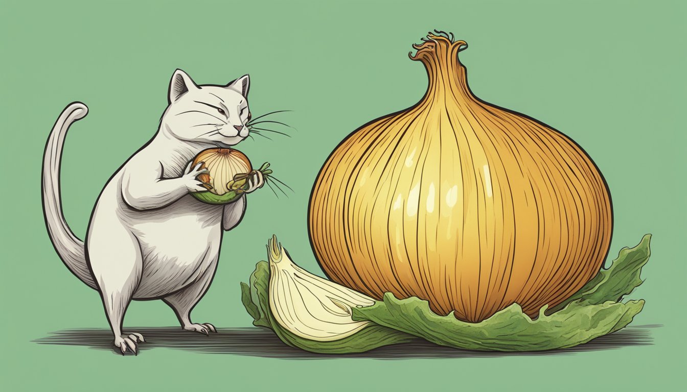 An onion being consumed by a carnivorous animal as part of a diet