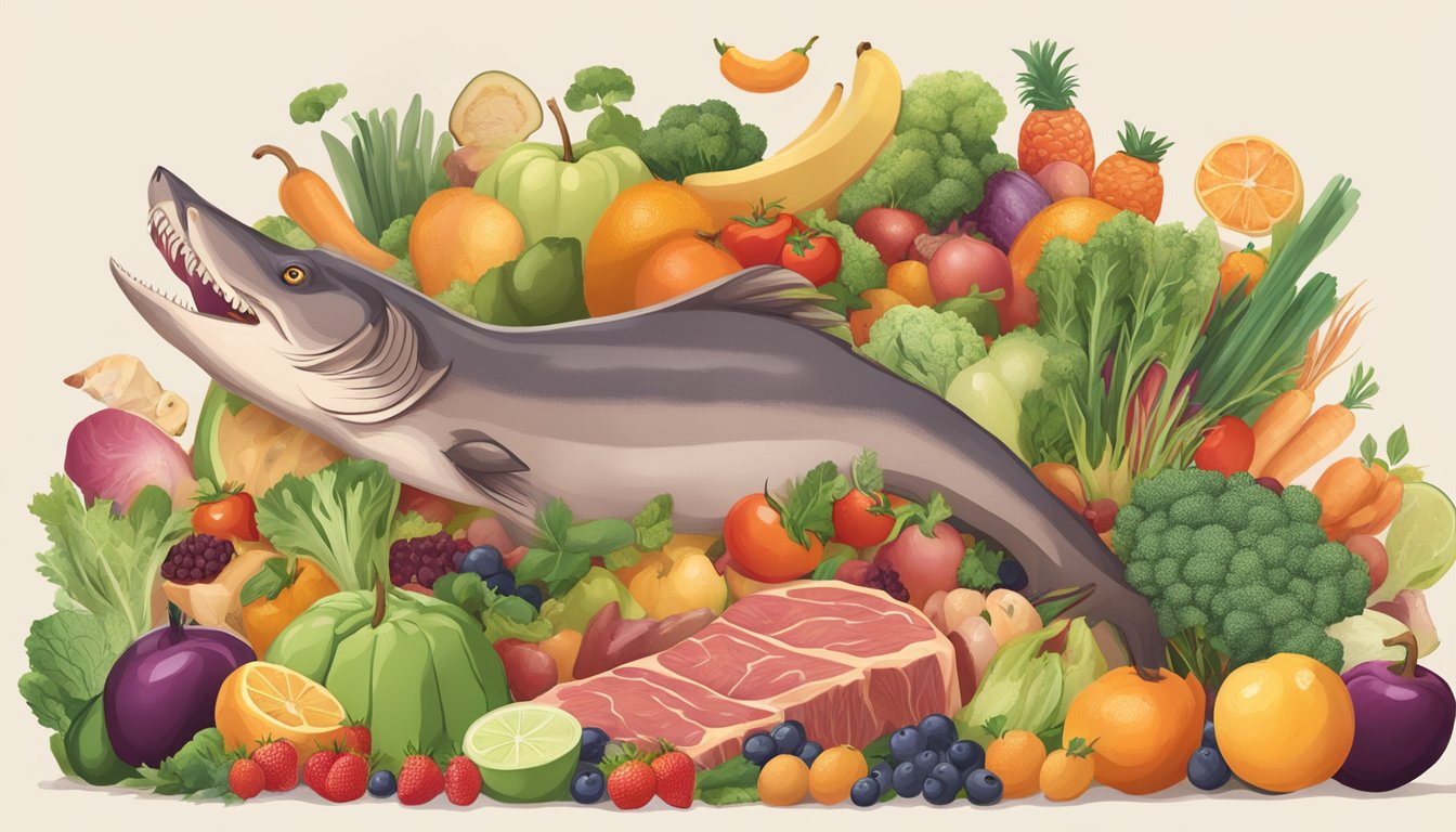 A carnivore surrounded by meat and aip surrounded by fruits and vegetables, each facing their own set of challenges and benefits