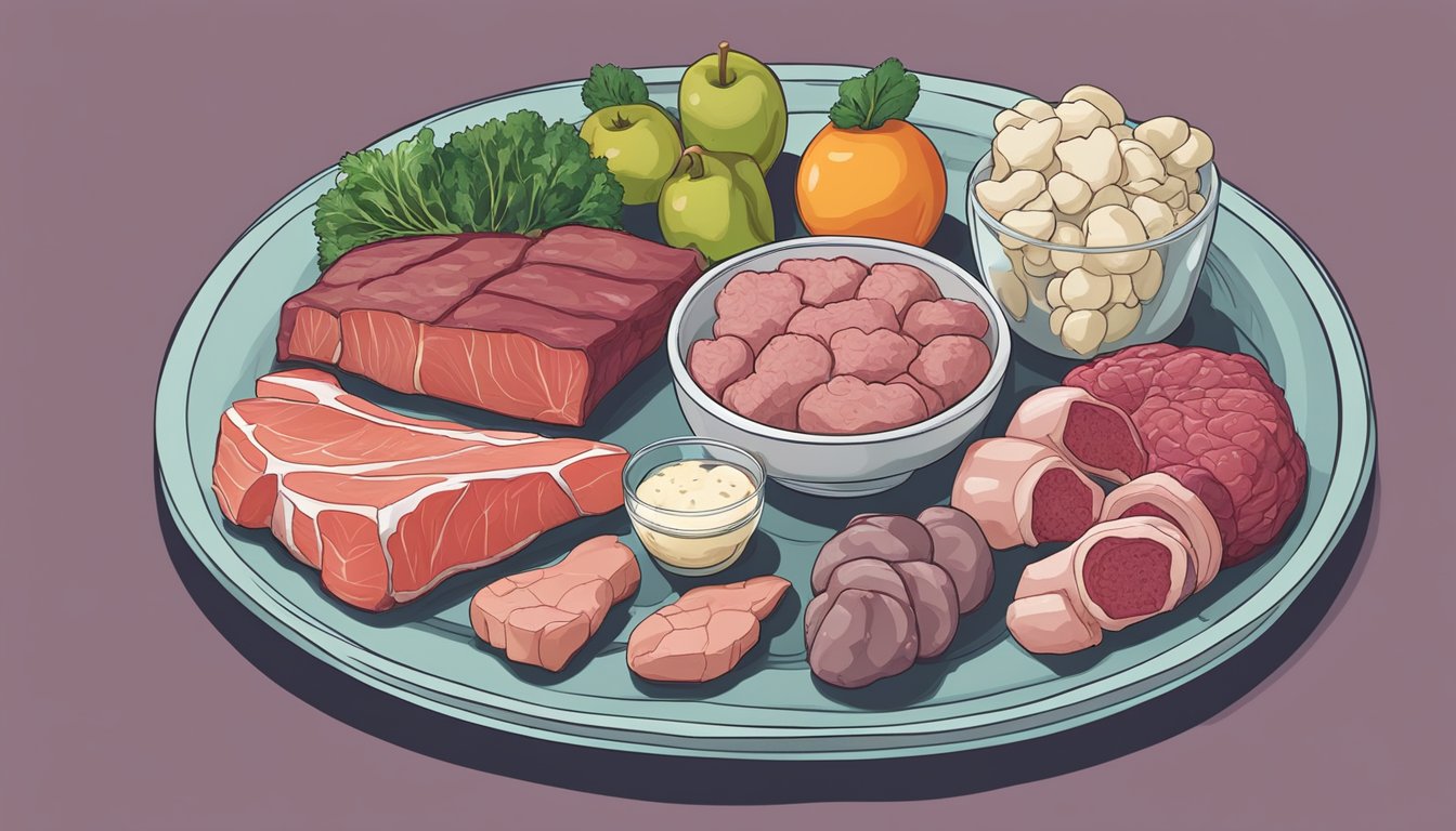 A carnivore diet: a plate of meat, bones, and organs. A gaps diet: a variety of fermented foods, fruits, and vegetables