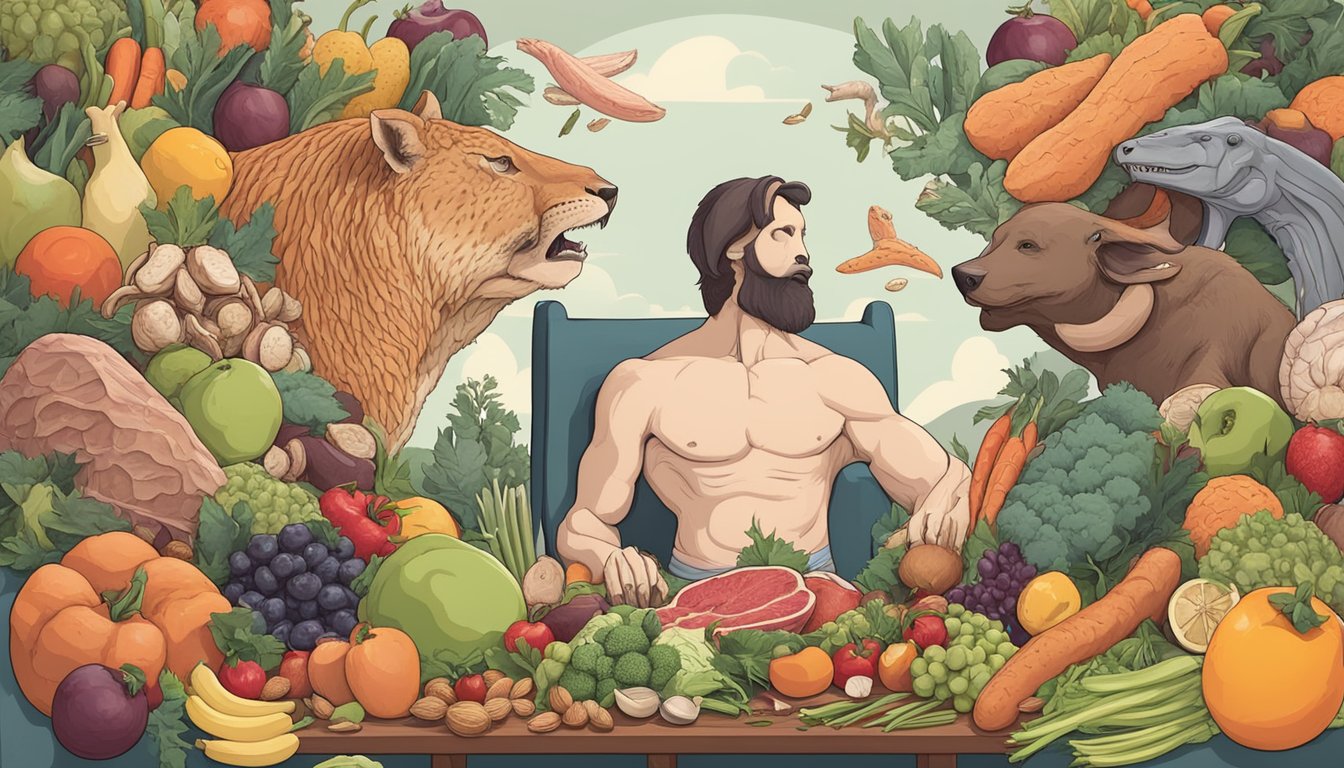 A carnivore surrounded by meat and bones, vs a mind dieter surrounded by fruits, vegetables, and nuts