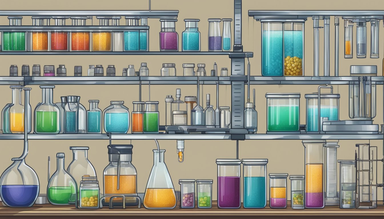 A laboratory setting with test tubes, vials, and monitoring equipment for analyzing hormones and nutrients for carnivores