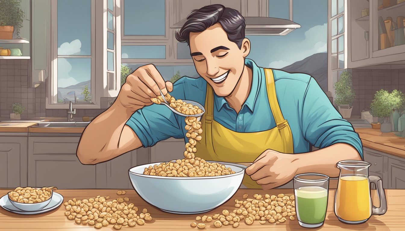 A carnivore dieter pouring dairy alternatives into a bowl of cereal