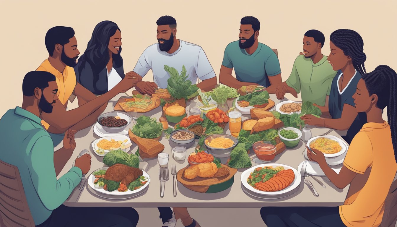 A group of people gather around a table, sharing food and conversation, symbolizing the role of community and support in the carnivore diet