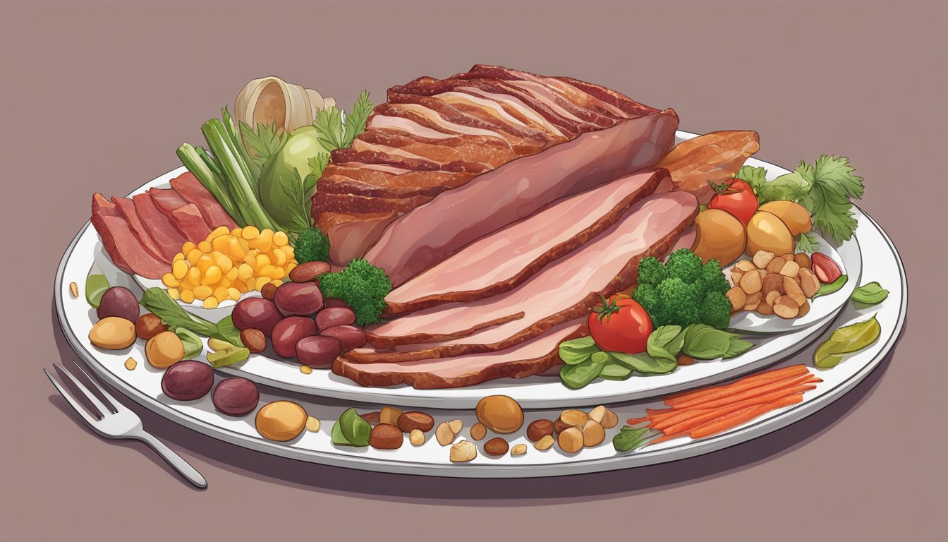 A plate with turkey bacon surrounded by various nutrient-rich foods on a carnivore diet