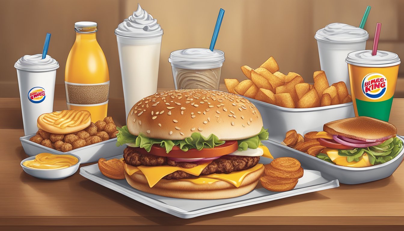 A breakfast menu featuring various dietary options and customization choices at Burger King