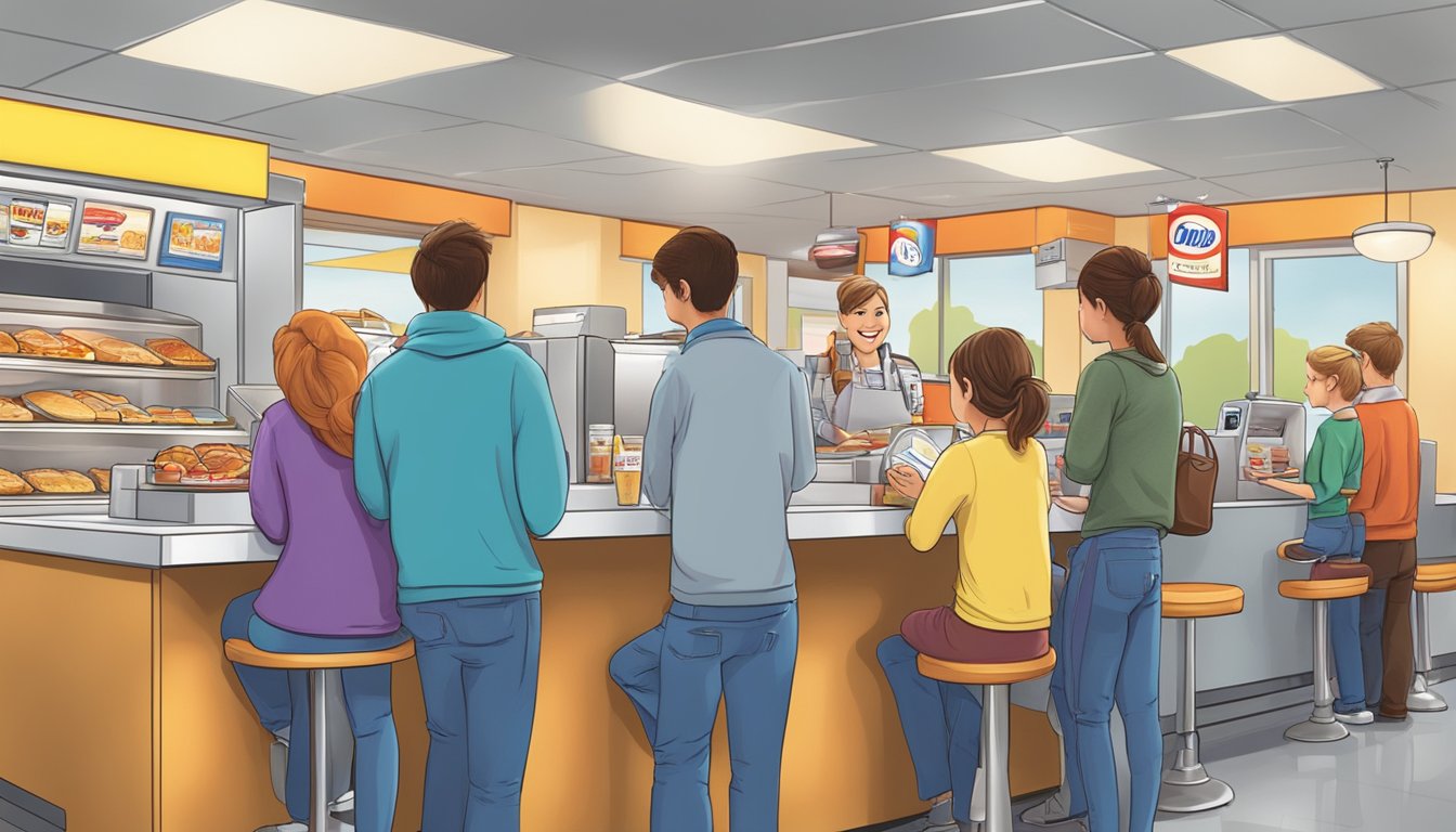 Customers ordering breakfast items at a Dairy Queen counter