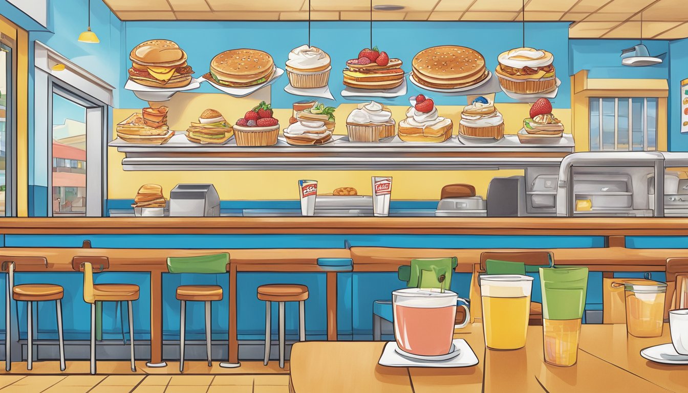 A colorful IHOP menu with playful illustrations featuring breakfast options for kids and seniors