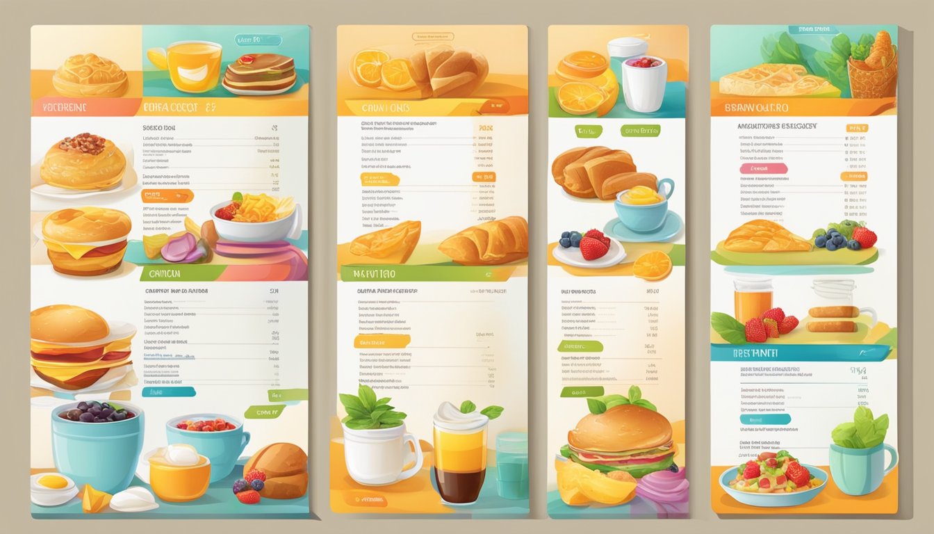 A colorful breakfast menu displayed with clear pricing and large font for easy reading and accessibility