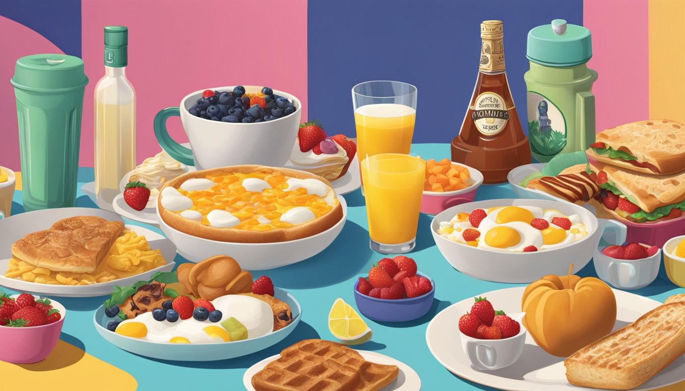 A colorful breakfast spread with iconic Hollywood and Vine characters