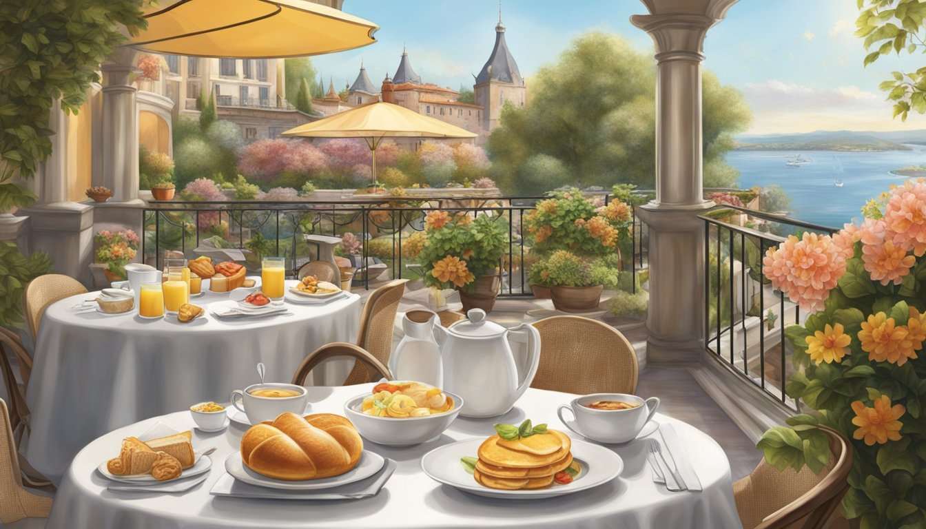 A grand character breakfast unfolds at Topolino's Terrace, set against the backdrop of the four seasons