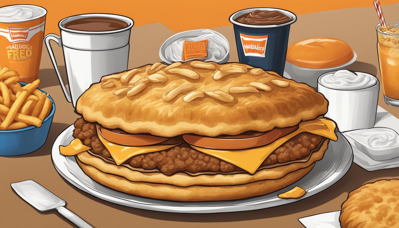 A sizzling hot, golden-brown fried pie with a double-double filling, surrounded by 13 Whataburger secret menu items