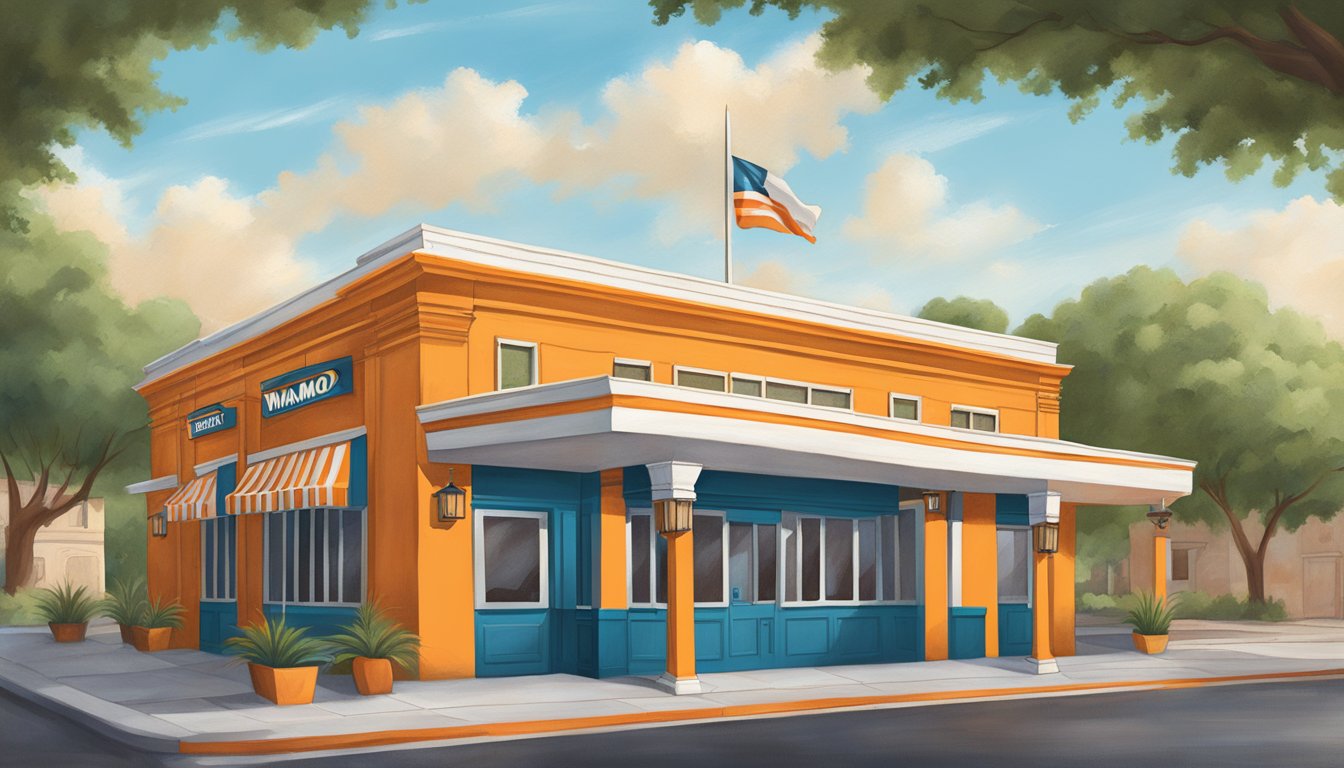 The Alamo-themed Whataburger in San Antonio features iconic Texan architecture and a vibrant color scheme