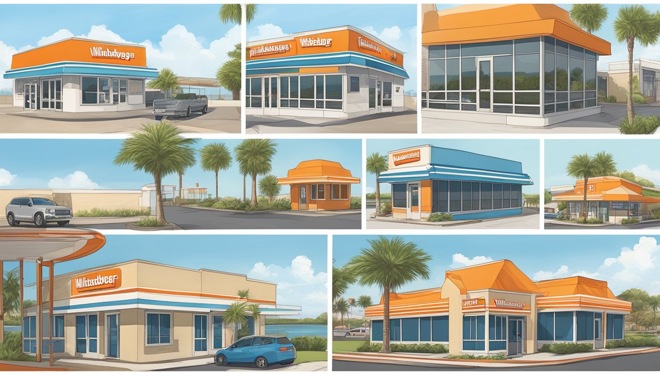 A series of 8 Whataburger locations with unique designs by the bay in Corpus Christi