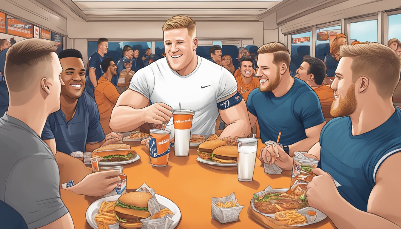 JJ Watt enjoying a Whataburger meal with 10 other celebrities