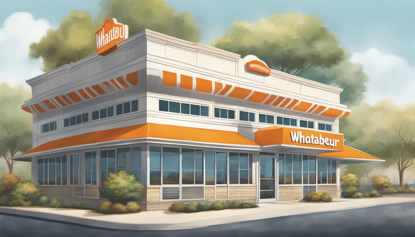 Eight Whataburger locations with distinct architectural styles, ranging from modern to retro, surrounded by diverse landscapes and settings