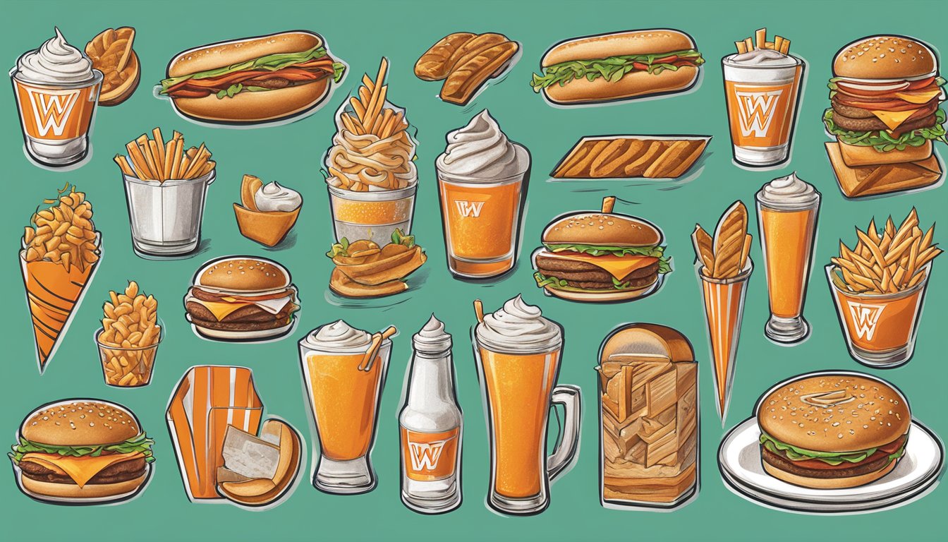 A group of Whataburger-inspired tattoos featuring the iconic Flying W logo in various styles and placements