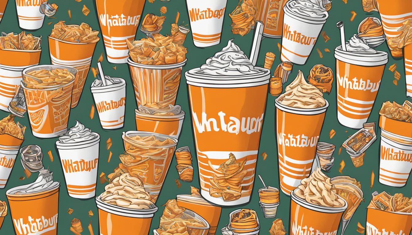 A classic Whataburger cup surrounded by 15 Whataburger-inspired tattoos