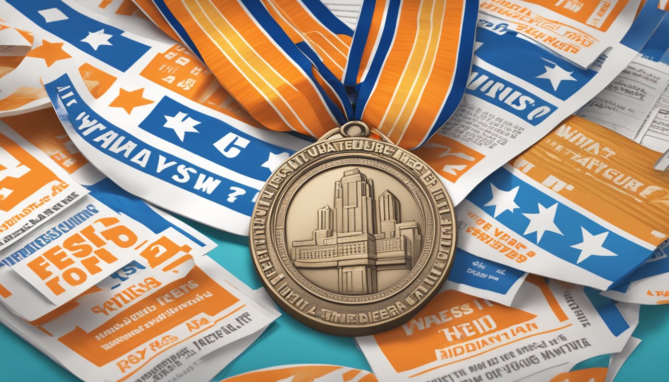 A Whataburger Fiesta Medal surrounded by 13 news headlines