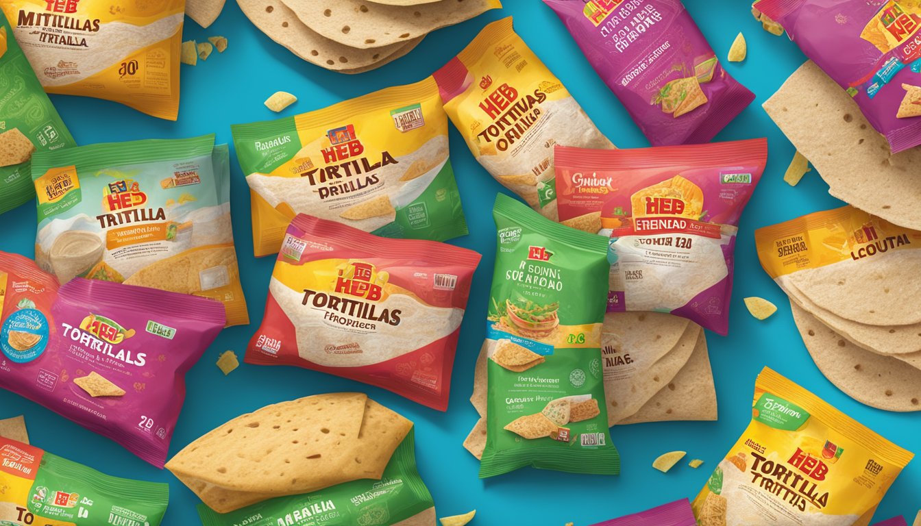 A colorful display of HEB Mi Tienda flour tortillas surrounded by 10 Combo Loco deals, with vibrant price tags and enticing promotions