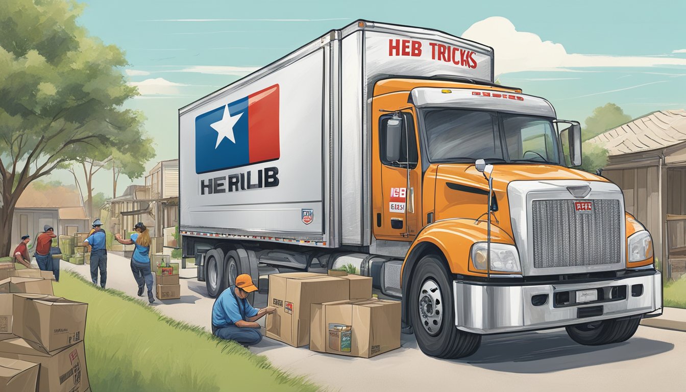 HEB trucks delivering supplies to disaster-stricken Texas communities