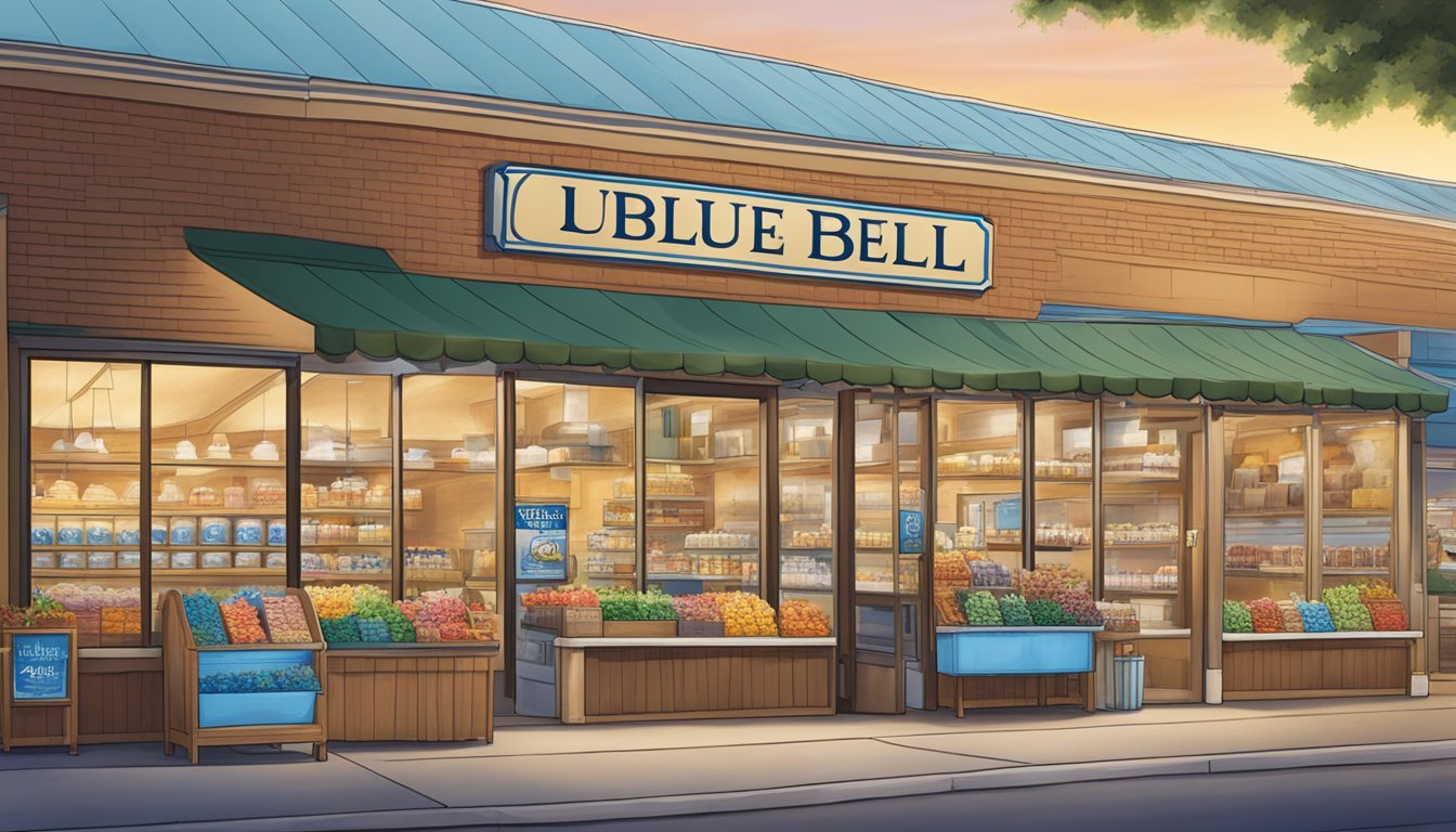 A colorful display of unique items and merchandise at Blue Bell Creameries locations