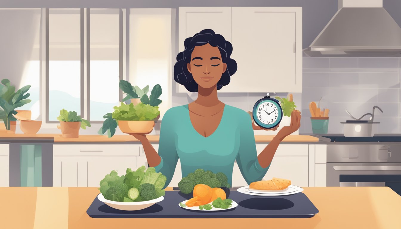 A woman integrating intermittent fasting into her daily routine, considering long-term health benefits and lifestyle changes