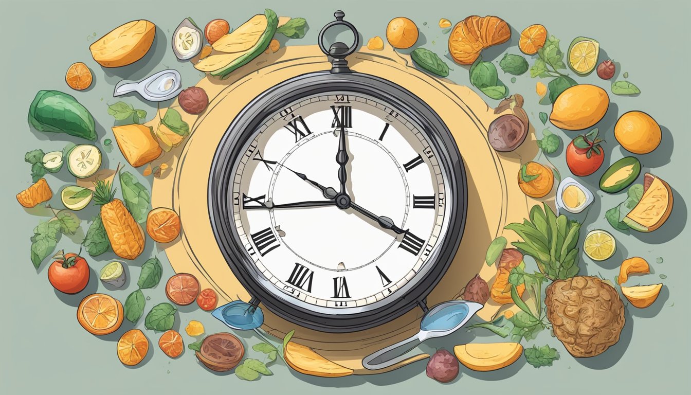 A clock showing 6-hour eating window within an 18-hour fasting period