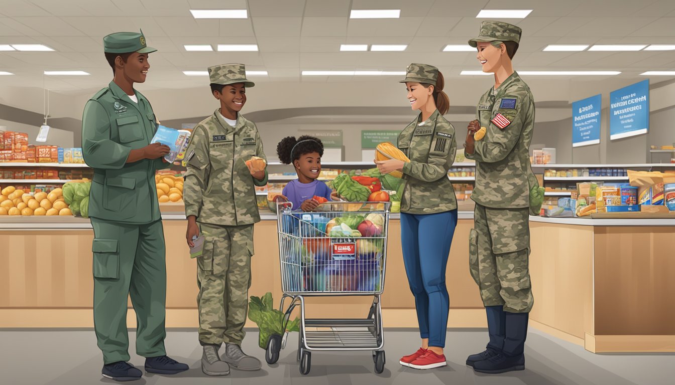 A military family receiving financial support from HEB through groceries, education, and healthcare assistance