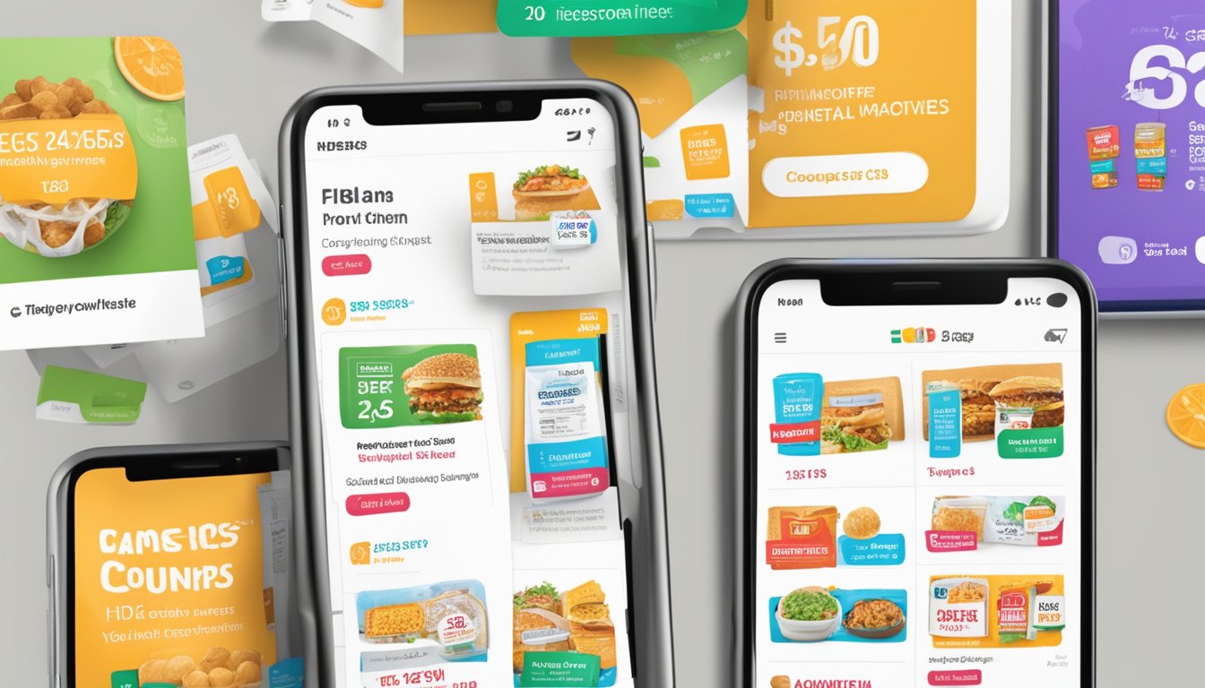 A diverse array of digital coupons and HEB services displayed on a smartphone screen