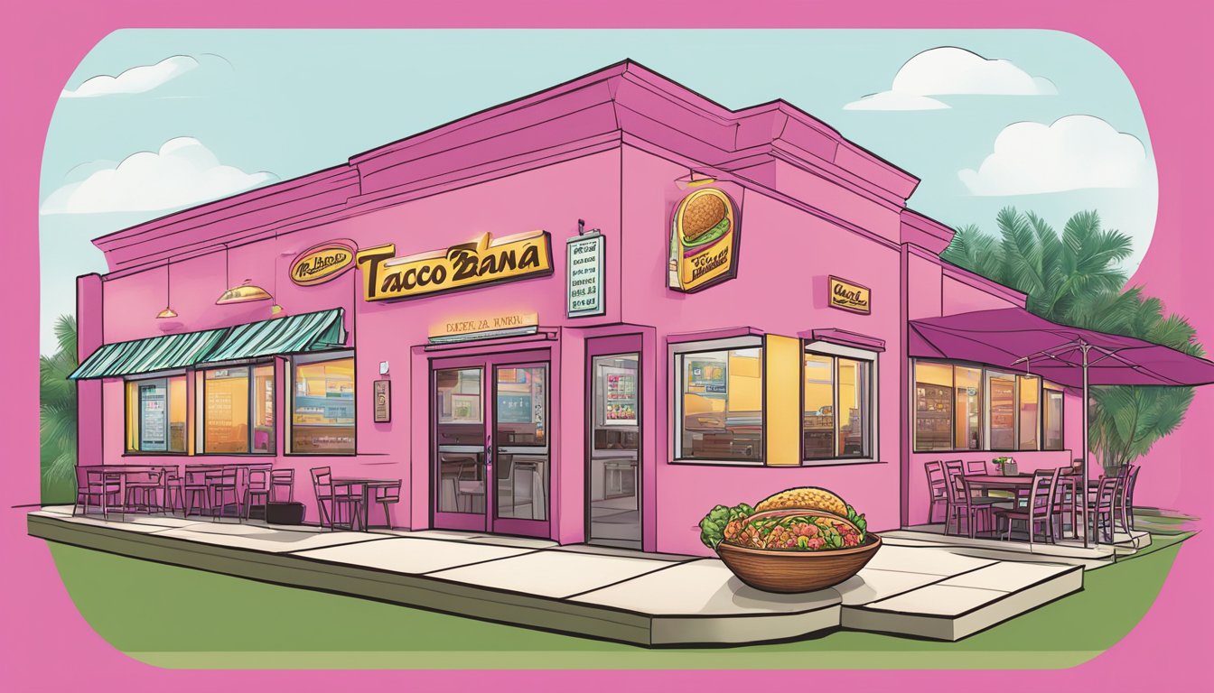 A taco restaurant's menu through the years, featuring the iconic pink color of Taco Cabana