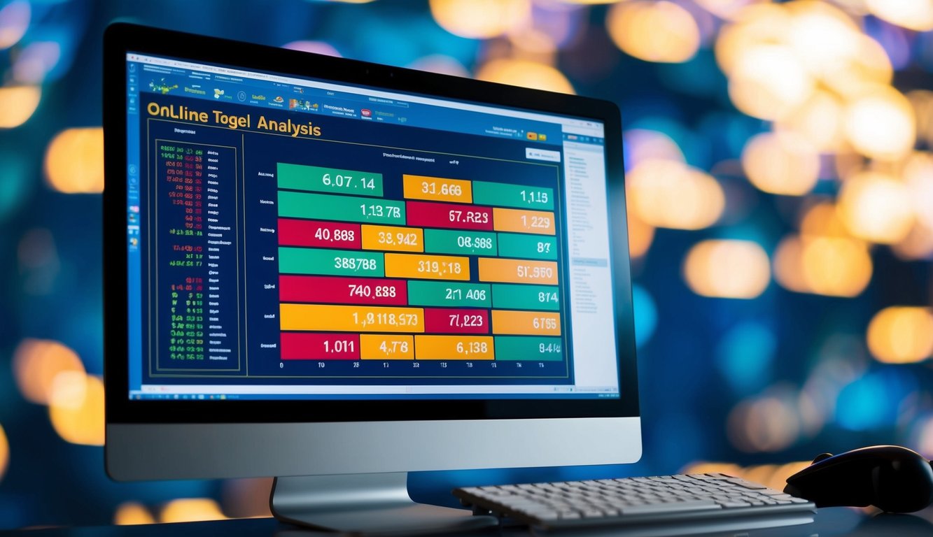 Sebuah layar komputer yang menampilkan analisis statistik kompleks untuk permainan Togel online