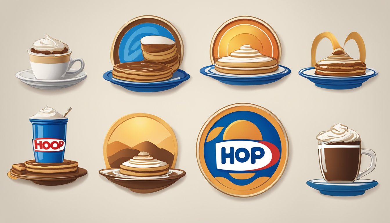 A series of IHOP logos arranged in chronological order, showing the evolution from the original design to the current one