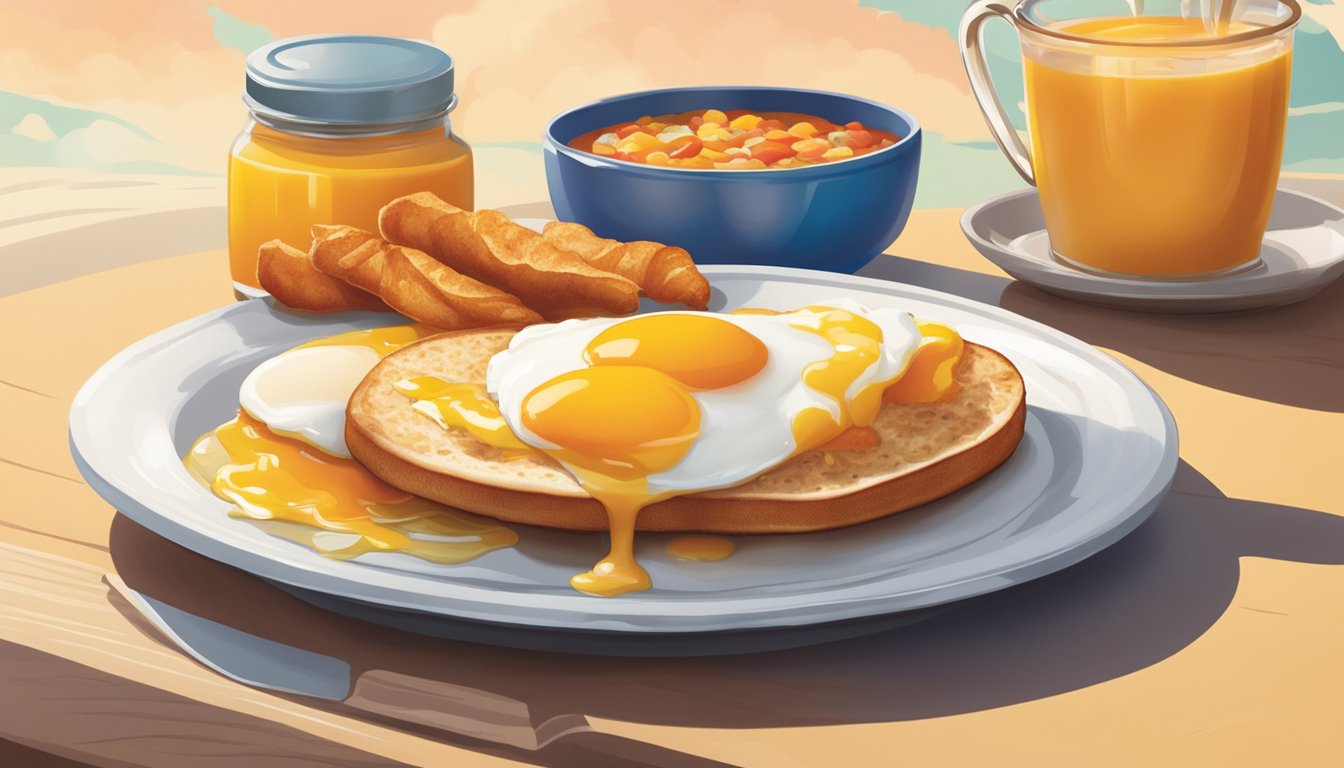 A sunny morning with a steaming plate of breakfast food, topped with Jack's Breakfast Sauce. The vibrant colors and appetizing presentation showcase the brand's commitment to quality