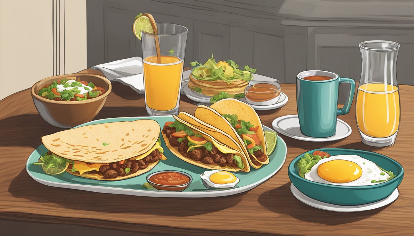 A table set with tacos, eggs, and toast, showcasing the evolution of Jack's breakfast menu