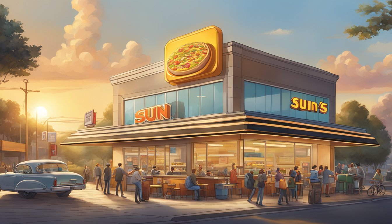 The sun rises over a bustling fast food restaurant, while Carl Karcher's vision drives him to expand his early ventures