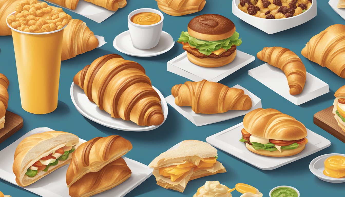 A display of croissants and meal combos at Jack in the Box, showcasing a variety of complementary products and full meal options