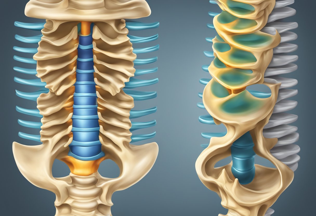 Un disque spinal faisant saillie des vertèbres, provoquant pression et douleur