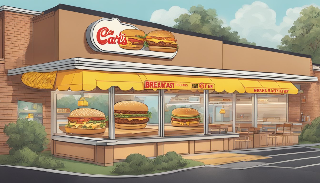 A timeline of breakfast items from Carl's Jr. throughout the decades, featuring iconic menu items from each era