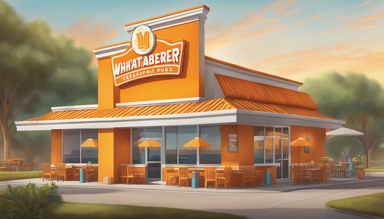 A colorful and inviting scene at Whataburger's breakfast hours, featuring delicious Breakfast Taquitos served with Tex-Mex flair