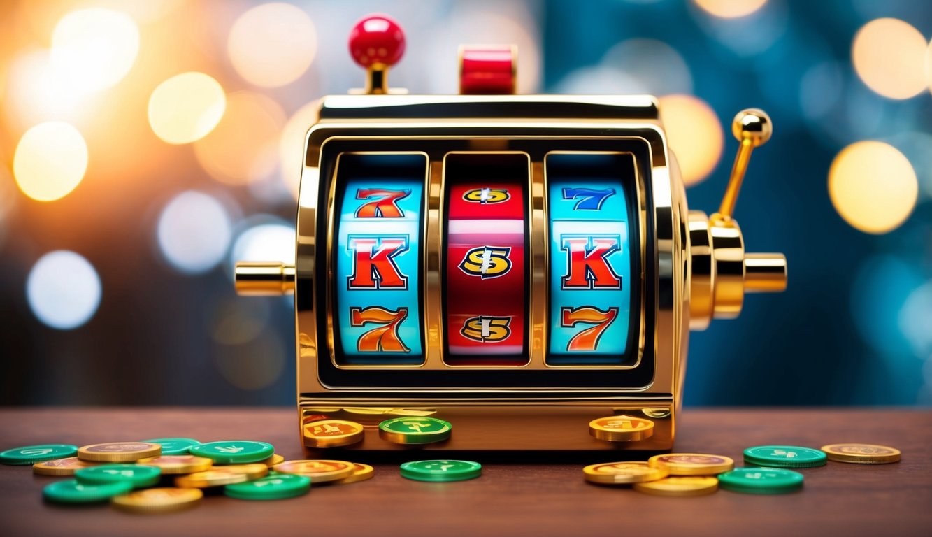 Mesin slot online berwarna-warni dengan simbol bonus dan fitur putaran gratis