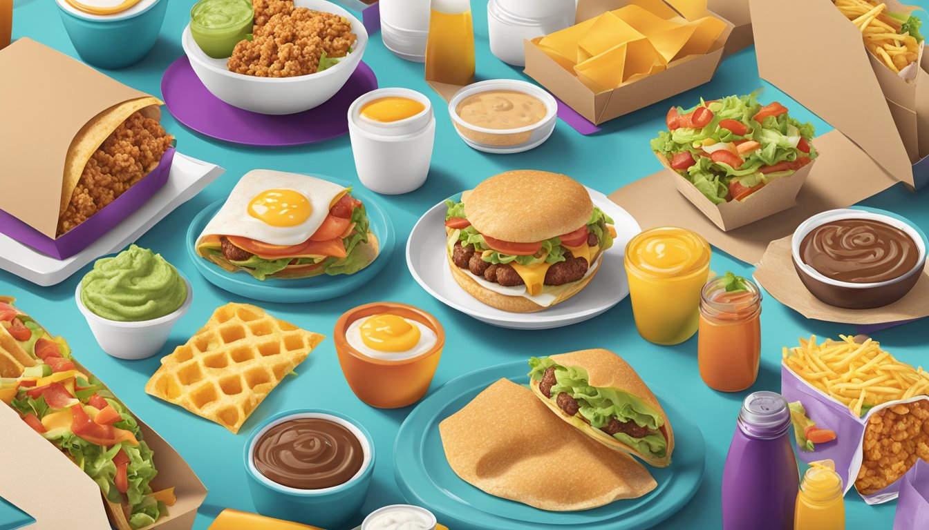 A colorful array of customizable breakfast items from Taco Bell outshining traditional fast food options