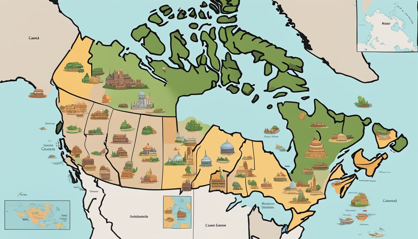 A map of Canada with 11 countries highlighted, some with a Taco Bell breakfast and some without