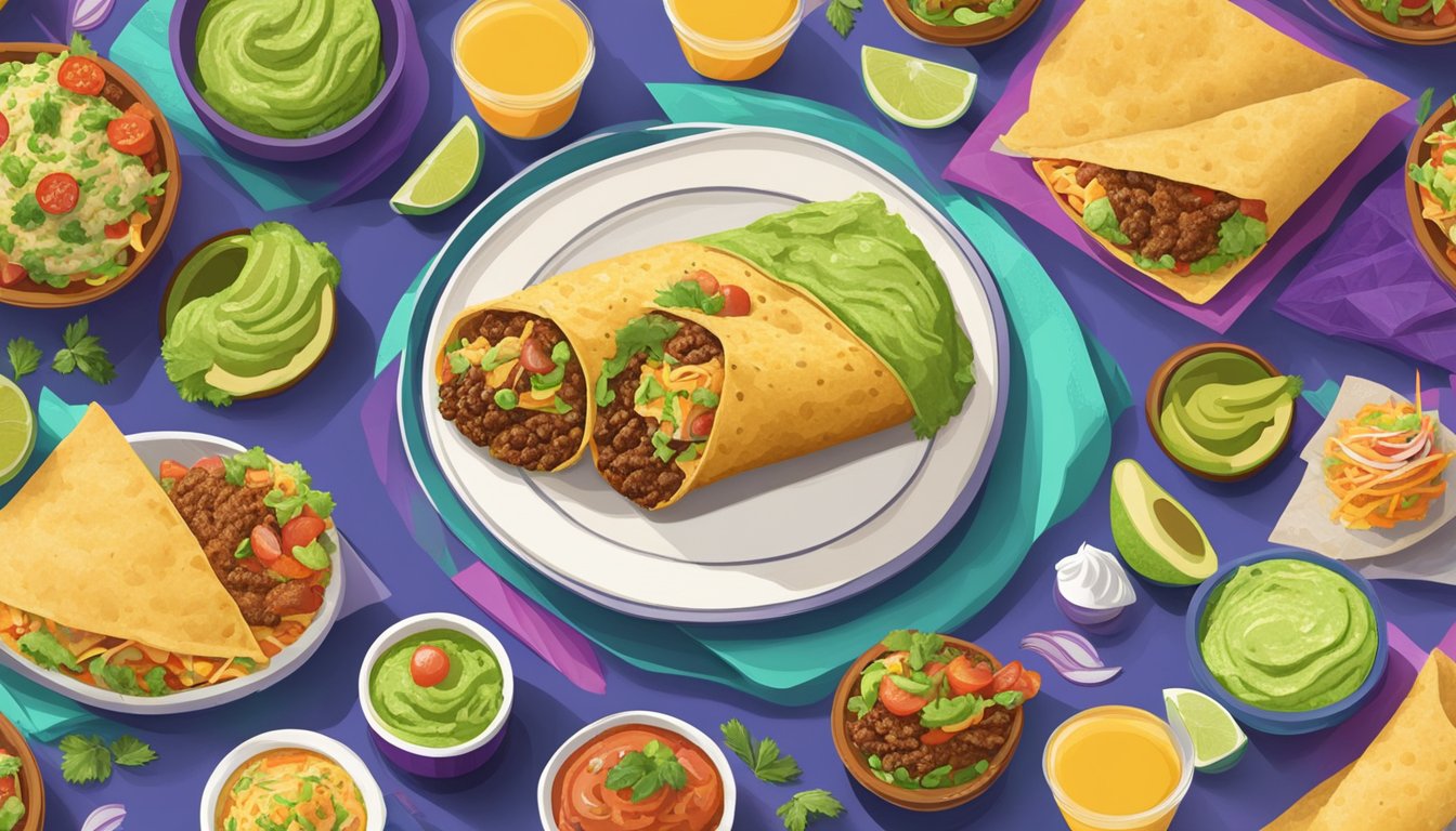 A giant burrito surrounded by vibrant guacamole and 15 visually stunning Taco Bell breakfast items