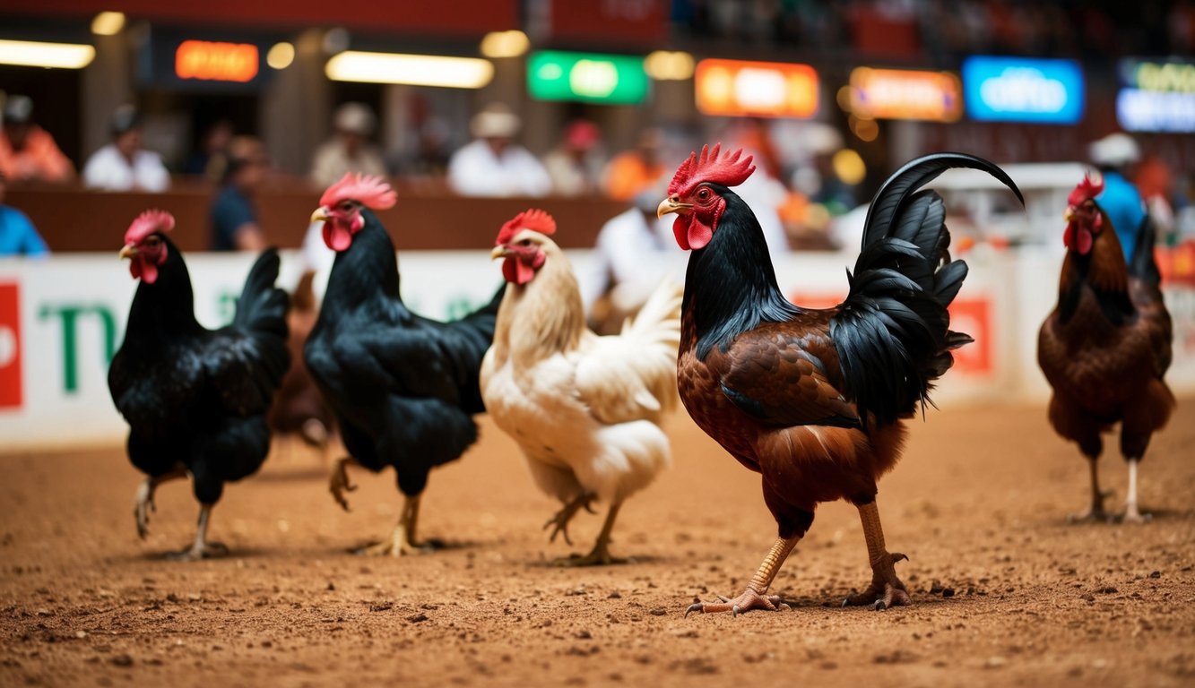 Sebuah sabung ayam yang hidup dengan berbagai jenis taruhan